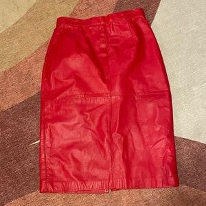 Vintage Poetix Red Leather pencil skirt
